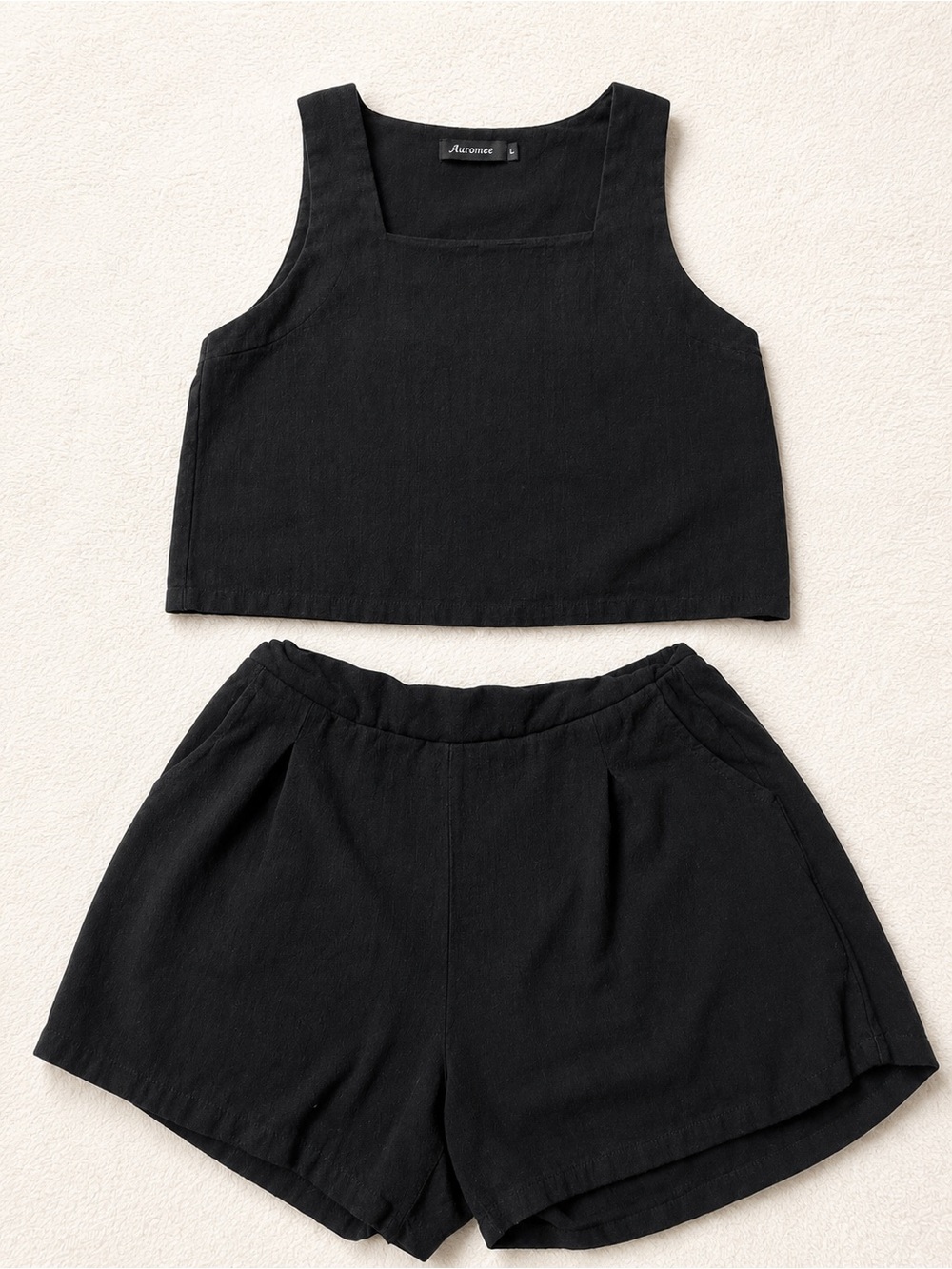 Women's Black Linen-Blend 2 Piece Set